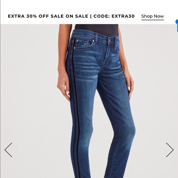 7forallmankind Ankle Skinny w Doubl Velvet Stripes - Picture 2 of 3